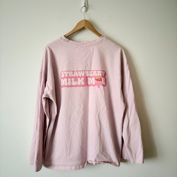 Strawberry Milk Mob Oversized Long Sleeve Shirt Pink Size Medium - Picture 2 of 4